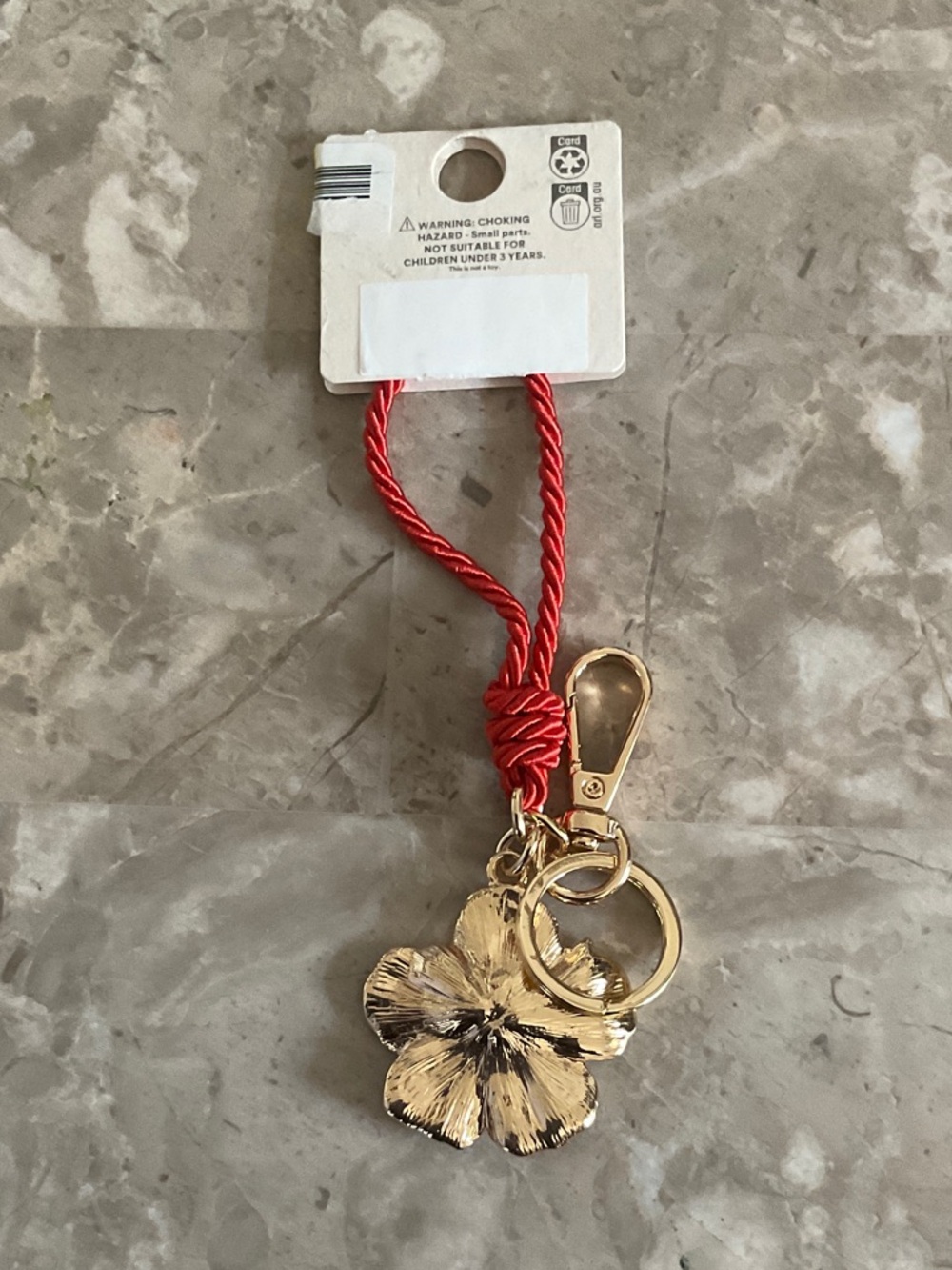 Red Rope & Gold Flower Bag Charm By RUBI - Picture 3 of 3